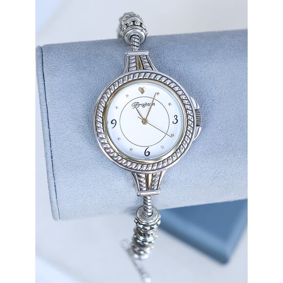 Brighton Solana Heights Charm Watch Two Tone Gold Silver Toggle Clasp 7-8" Works - Picture 2 of 9